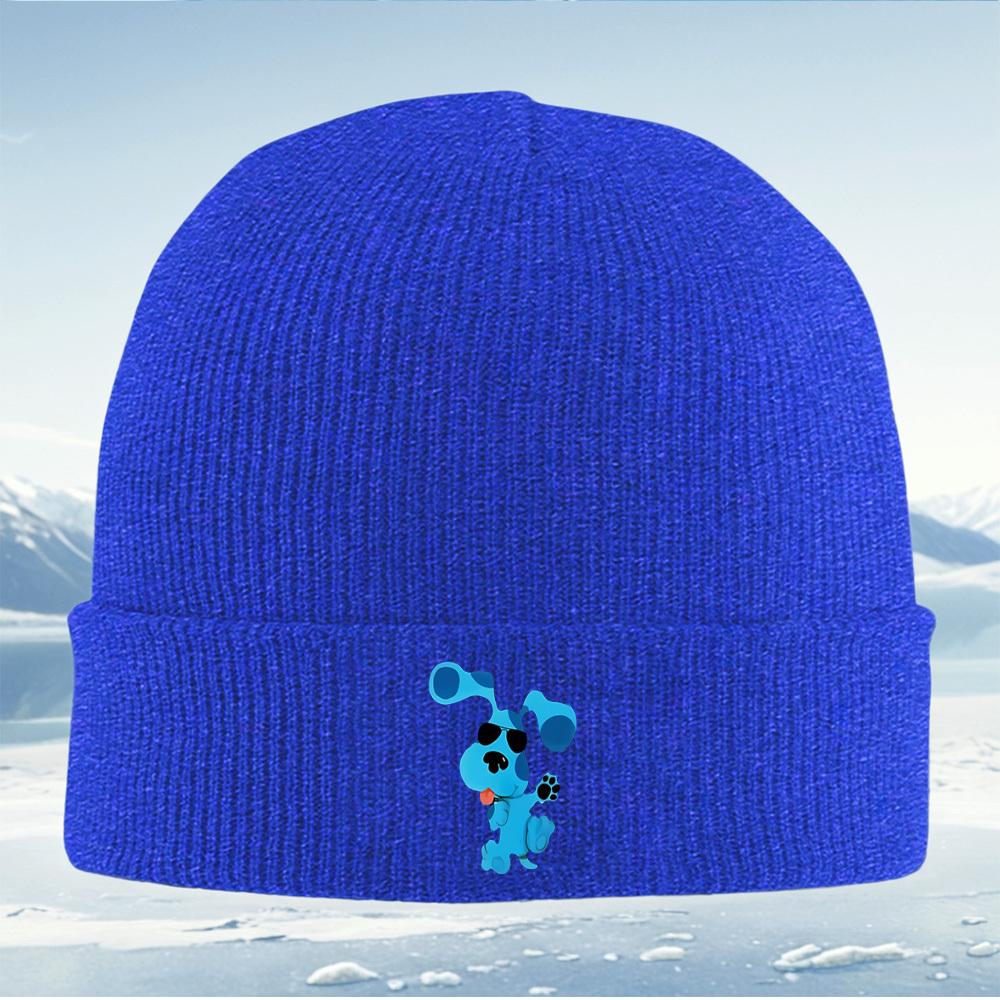 Blue Dog shades paw showing tongue Men Women Unisex Knitted Hat Beanie Pullover Cap Winter Thermal Warm Christmas Outdoor Cyclin
