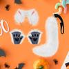 Faux Ears and Tail Set Ear Headband Costume Cosplay Animals Ears and Tail for Mardi Gras Kids Adults Stage Shows Carnival Easter