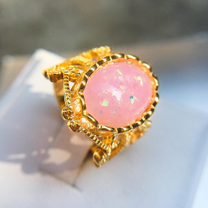 Light Jewelry Seiko Natural Denier Ring Women'S Stone Plated 10K Gold Vintage Jewelry