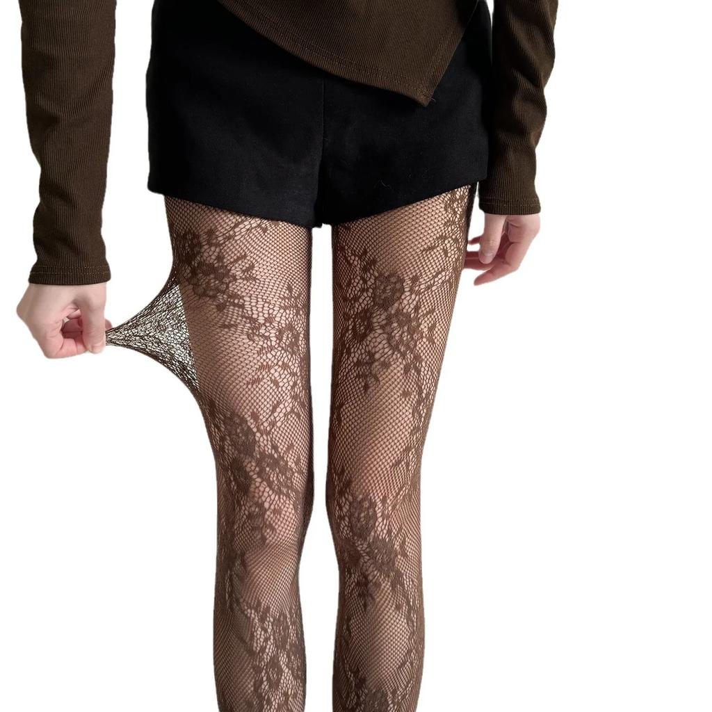 Sexy Holllow Lace Floral Thigh High Women Stockings Y2k Pantyhose Lingerie Hosiery Mesh Fishnet Stockings Women Tights Pantyhose