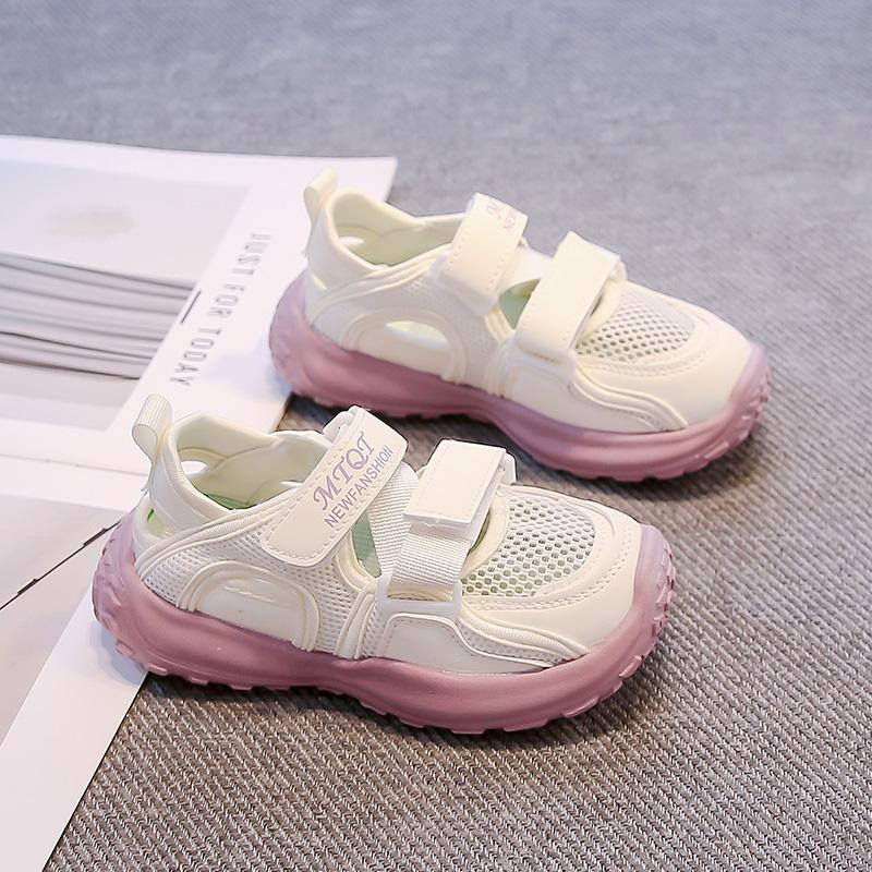 

Kids Casual Shoes Sandals Fashion Mesh Hook and Loop Summer Shoes For Girls Breathable Black Purple Sneaker Size 26-37 37-Insole 23.2cm фіолетовий