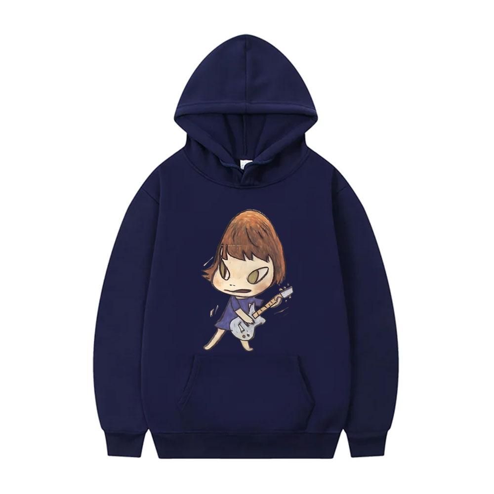 Yoshitomo Nara Rocker Guitar Graphic Hoodie Men Women Funny Cartoon Oversized Sweatshirt Long Sleeve Hoodies