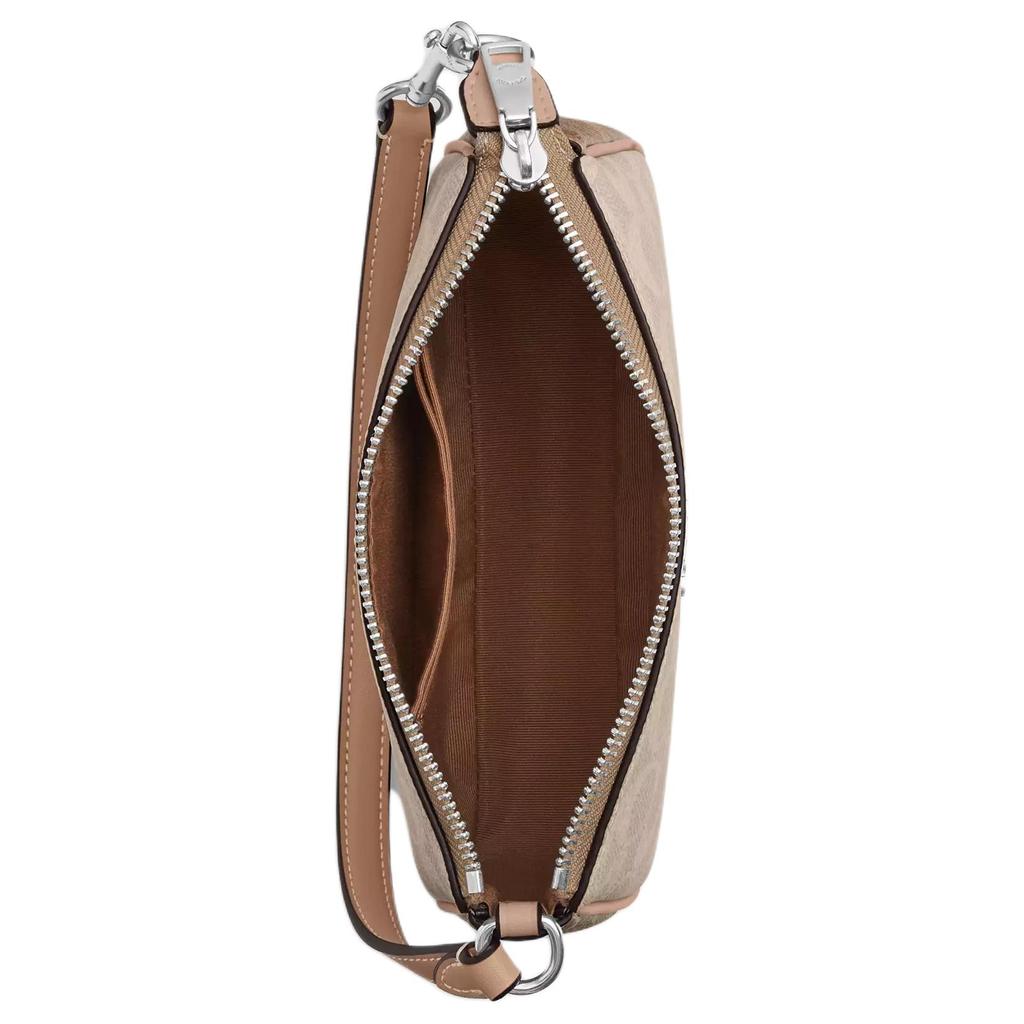 Coach Nolita 19 Signature Print Zipper Closure Coated Canvas Handheld Crossbody Shoulder Bag Small Women bags Sand Gray-Brown Multicolor CY236-SVXCU
