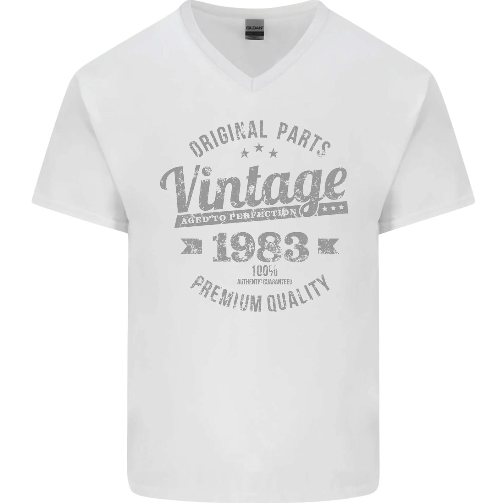 Vintage Year 43rd Birthday 1983 Mens V-Neck Cotton T-Shirt XXXL