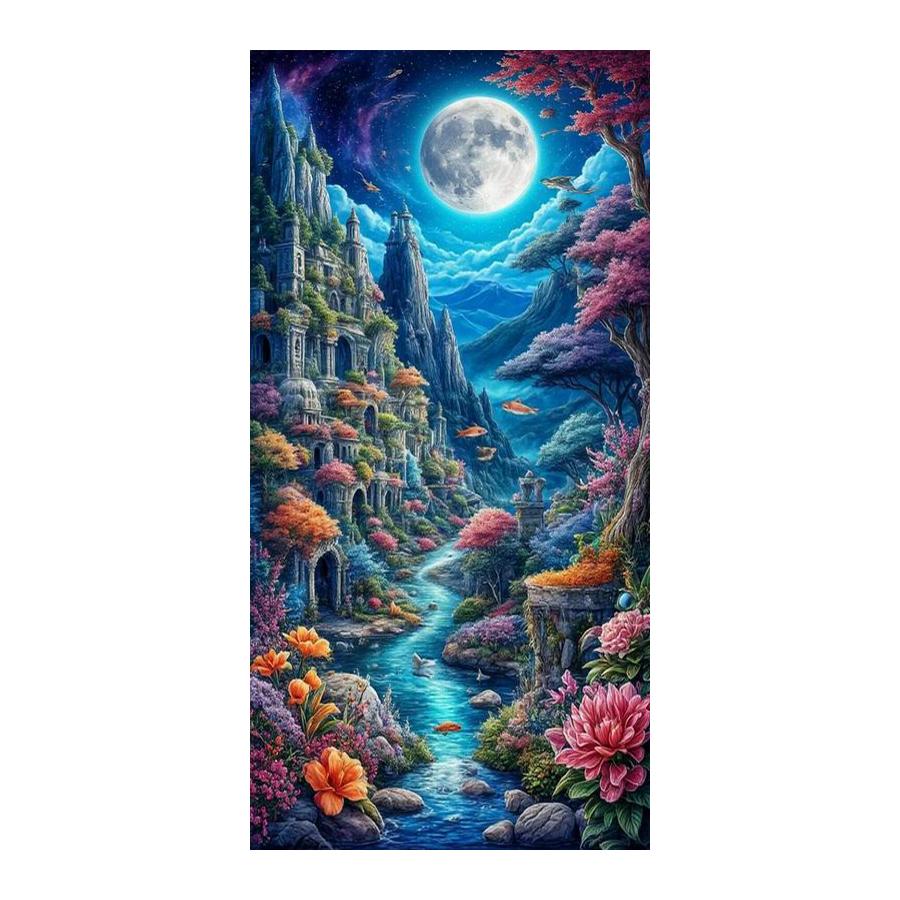 Dachbodenaussicht Große Größe Diamantmalerei Neue Kollektion Malerisches Schloss DIY Voll Quadratisch Rundbohrer Strassstickerei Mosaik Kreuzstich-Sets