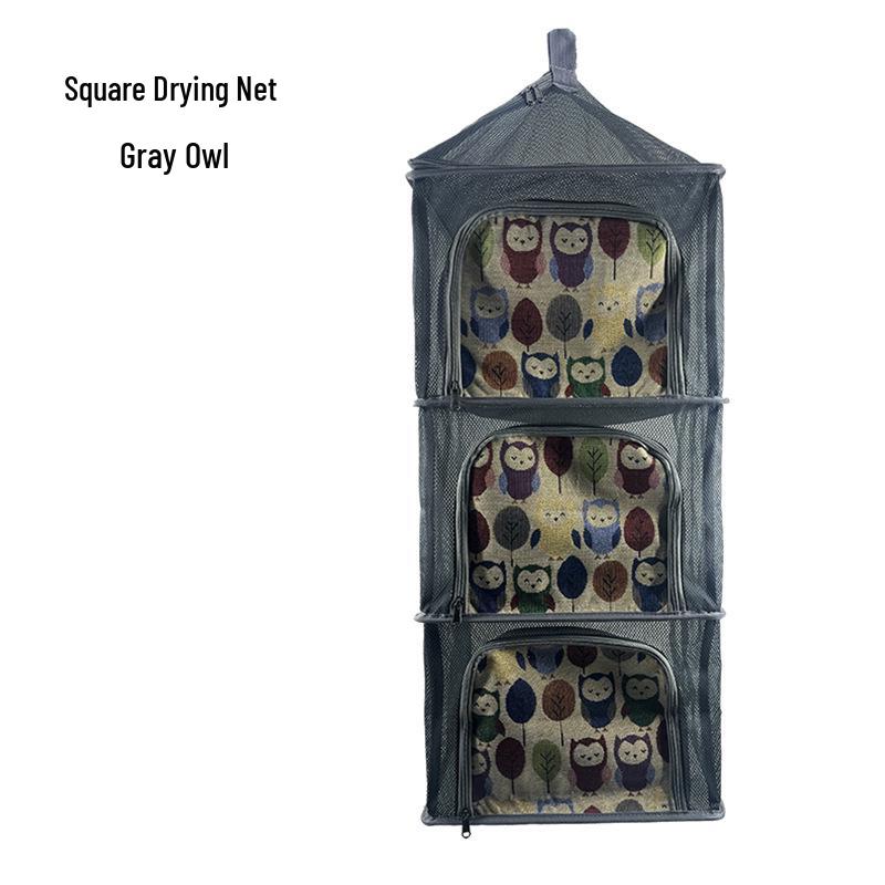 Four-Layer Outdoor Folding Drying Rack for Cutlery, Fruits, and Vegetables with Mosquito-Proof Netting