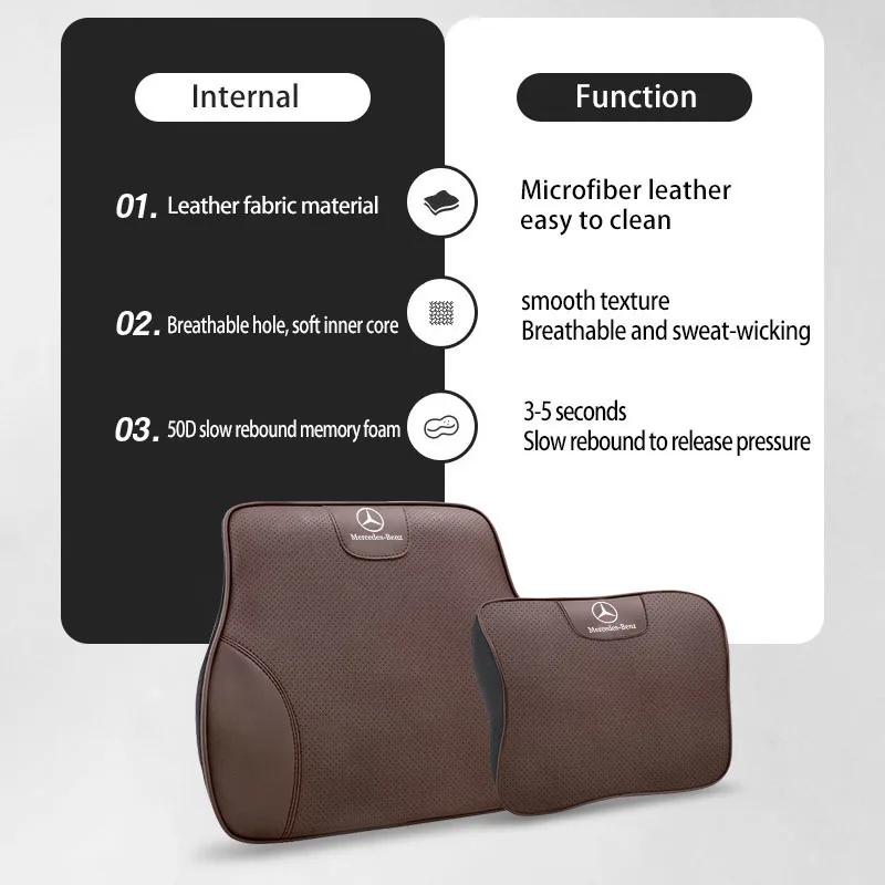 QCM3 New Hot Car Seat Neck Pillows Memory Foam Headrest Lumbar Cushion For Mercedes Benz AMG W204 W205 W203 W211 W212 W213 W201 W210