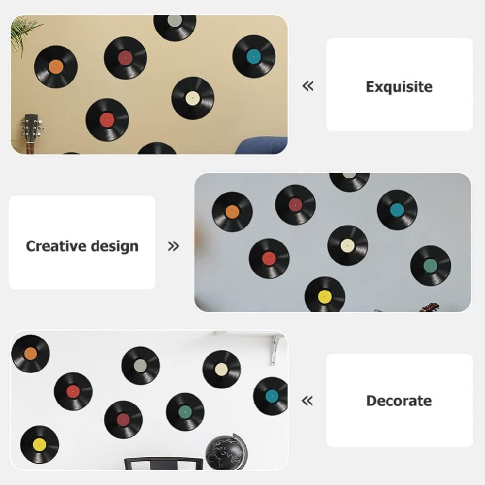 8-teiliges Set Schallplatten-Displays, Vinyl-Schallplatten-Aufkleber, Vinyl-Schallplatten-Wandschilder, Musikdekorationen fürs Schlafzimmer