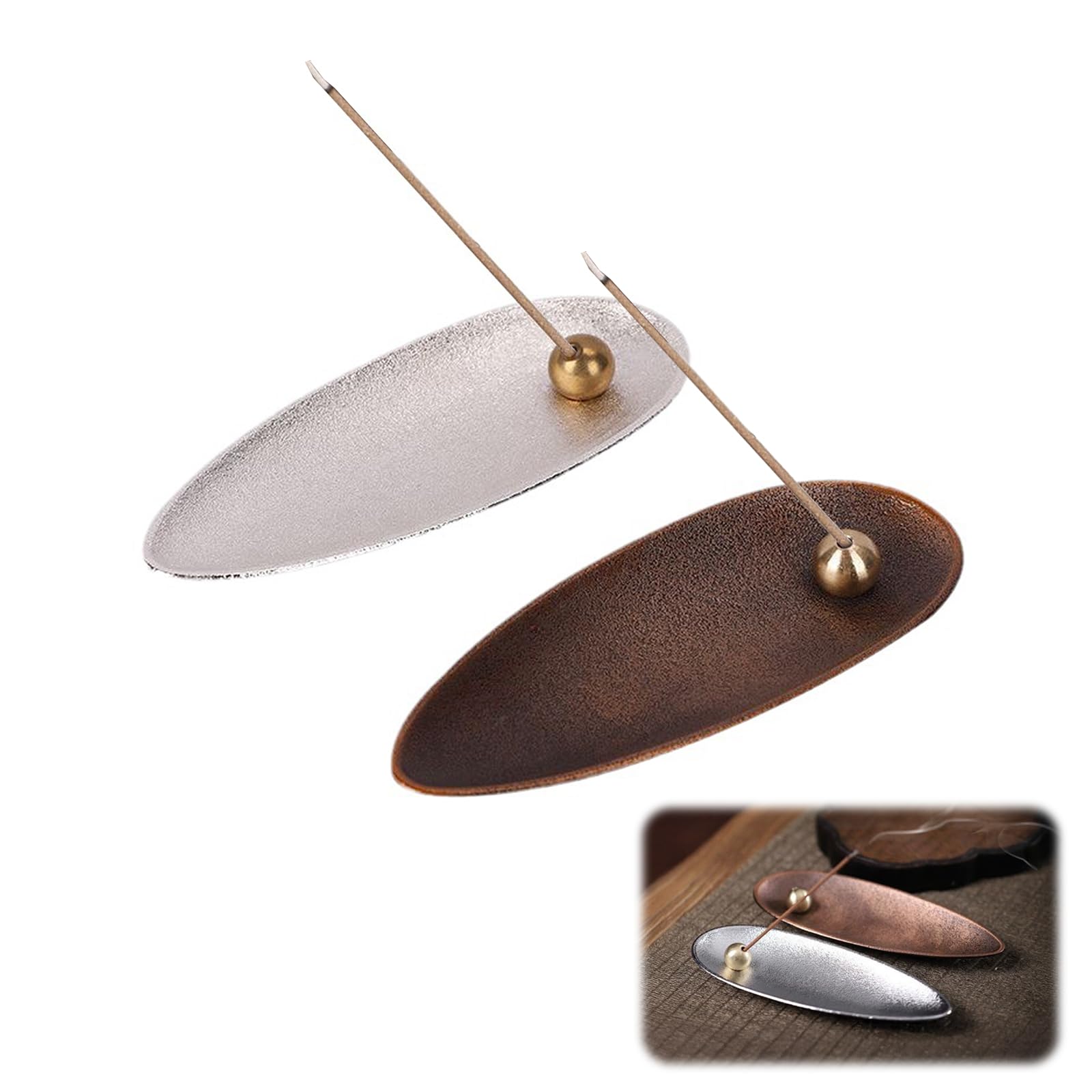 

[Ruleheai] Japanese-style Metal Incense Holder for Buddhist Altars, Incense Burner with Demountable Ash Collector for Easy Cleaning, Mini Buddhist