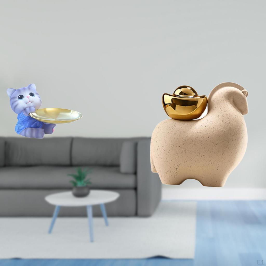 Modern Cat Resin Statue Bowl for Dining Table Cabinet Shelf Jewelry Snacks Miniature Animal Tabletop