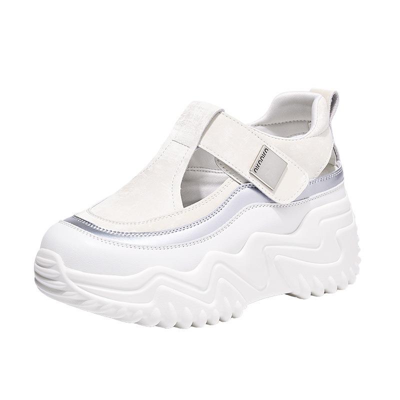 thick-soled muffin inner height-increasing sandals women's small white shoes summer new hollowed-out outer grandma shoes