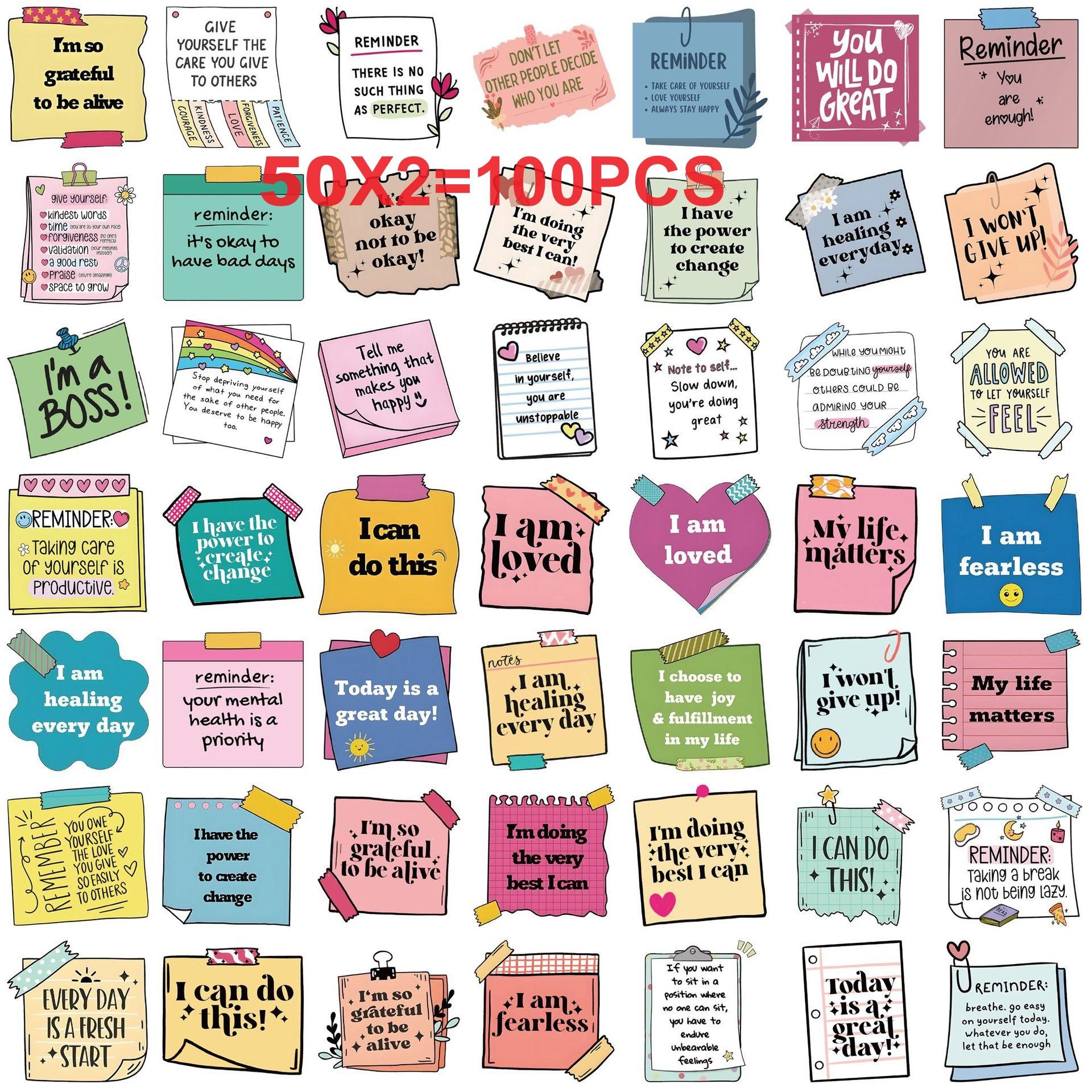 100 PIÈCES Autocollants d'Affirmation Personnelle Étiquettes Graffiti Imperméables pour Guitare Cahier Bagages Papeterie DIY Décoration