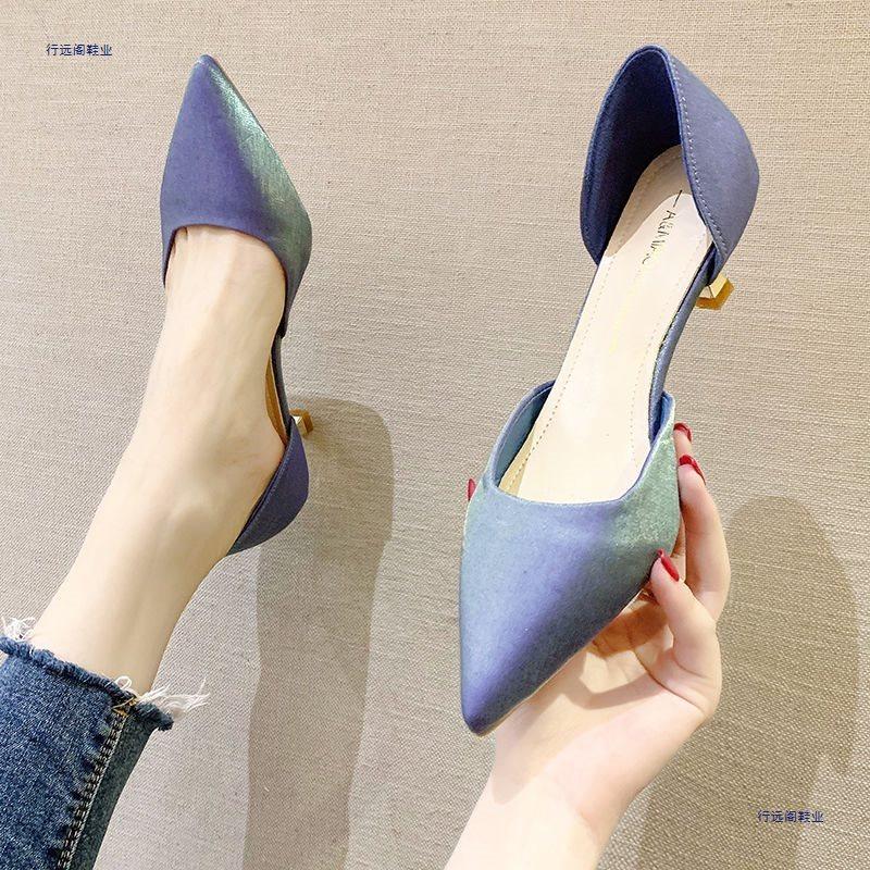 Pointed high heels women's stiletto spring new single shoes fashion satin hollow sandals