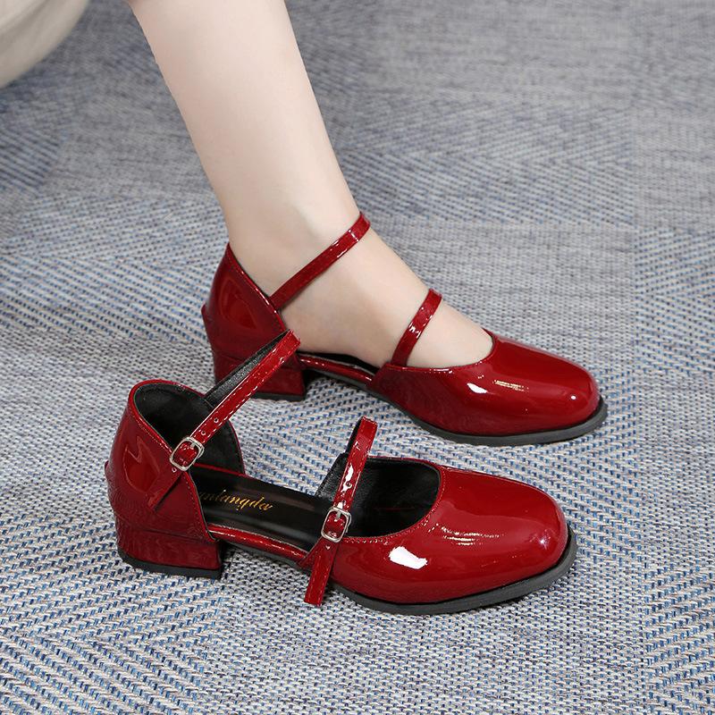 White Mary Jane Sandals Women's Summer New Mid-heel Shoes with Skirts, Small Leather Shoes Are Versatile In Summer