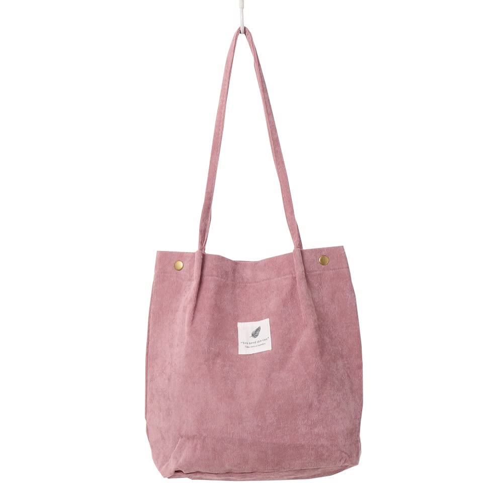

Women s Korean-inspired vertical corduroy tote bag, lightweight, large-capacity, shoulder bag, perfect for commuting to work or school (smoke pink).