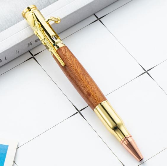 Professional Bolt Action Ballpoint Pen - 1PC Durable Metal Wood Pen, Travel Office School Wedding Favors Gift