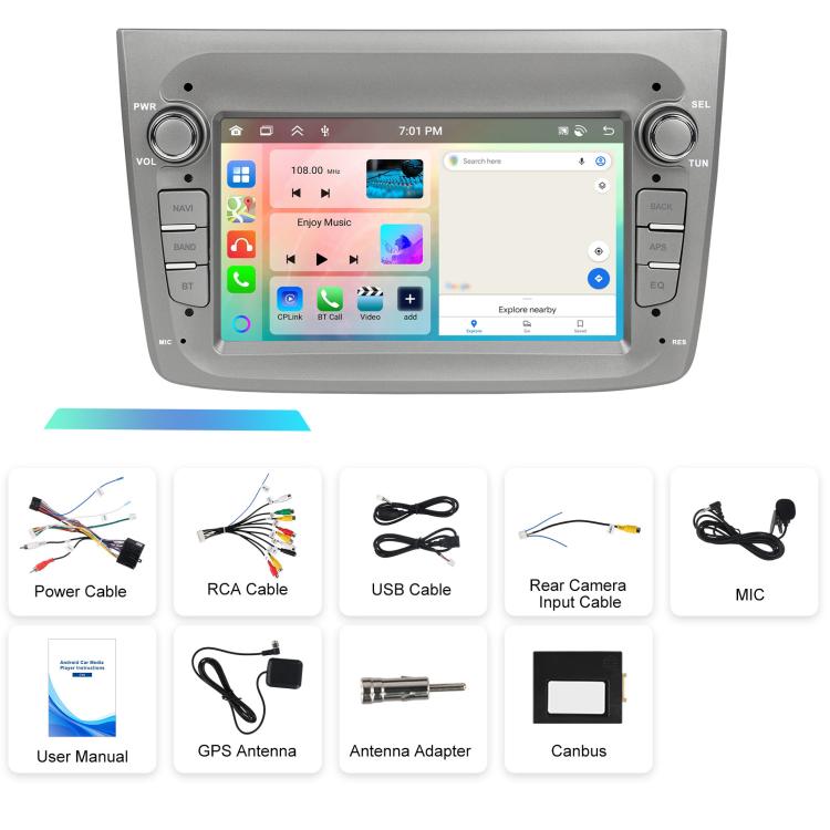 Für Alfa Romeo MITO 2008-2016 7 Zoll Horizontaler Bildschirm Android 15 Carplay Auto Mittelkonsole Integrierte Maschine