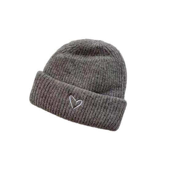 2Pcs/Set Knitted Hat Scarf Set Heart Embroidery Pattern Kids Brimless Hat Long Scarf Set Soft Breathable Winter Accessory