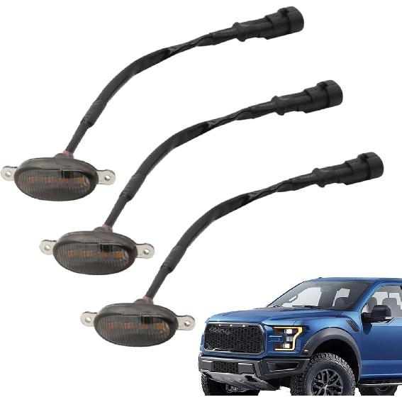 DUPLER 3 PCS Bright L-ed Grille Lights Fit For 2010-2014 Ford F150 Raptor SVT / 2017-2021 Ford F150 Raptor SVT Front Grille Daytime Driving Running