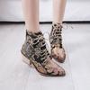 Large Size Embroidered Lace-Up Martin Boots Women's Autumn and Winter Embroidered High Heel Boots