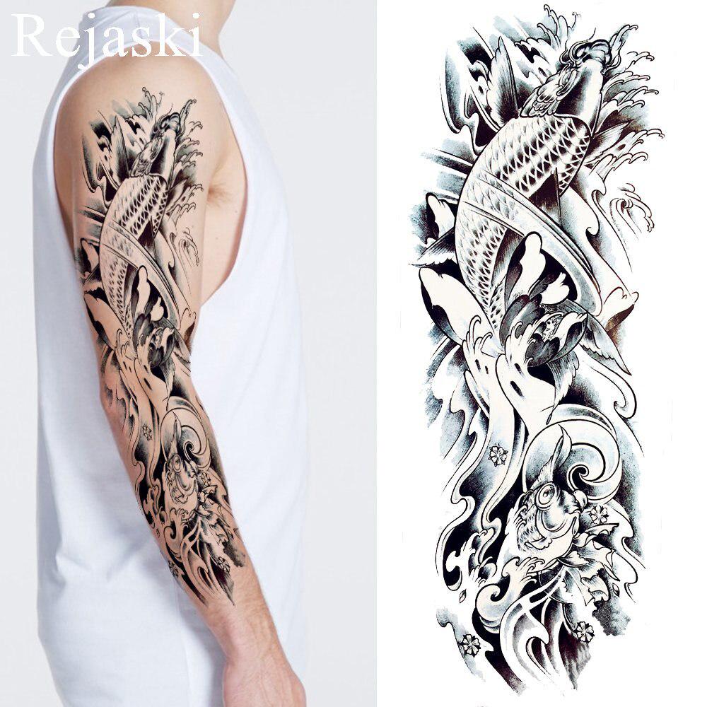 1PC Cool Totem Temporary Tattoo Fake Black Full Arm Tattoo Sticker For Men Summer Style Tatoos Decal