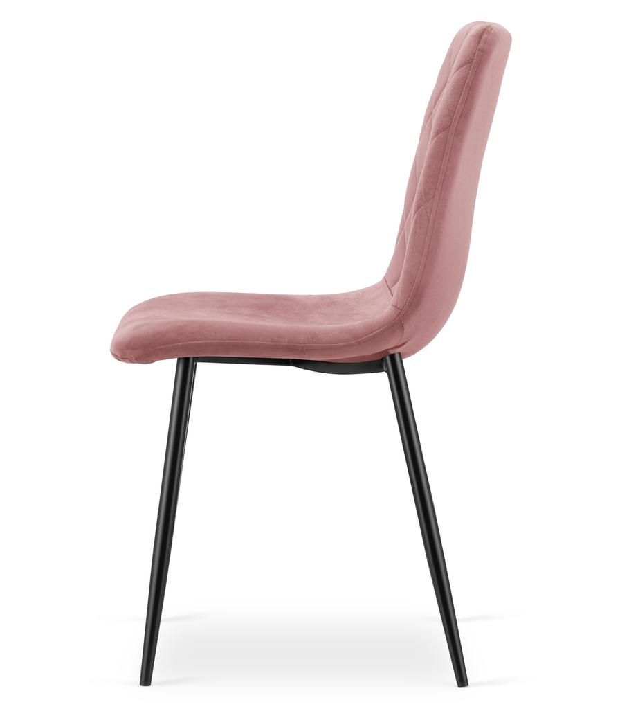 TURIN Chair - Pink Velvet / Black Legs X 2