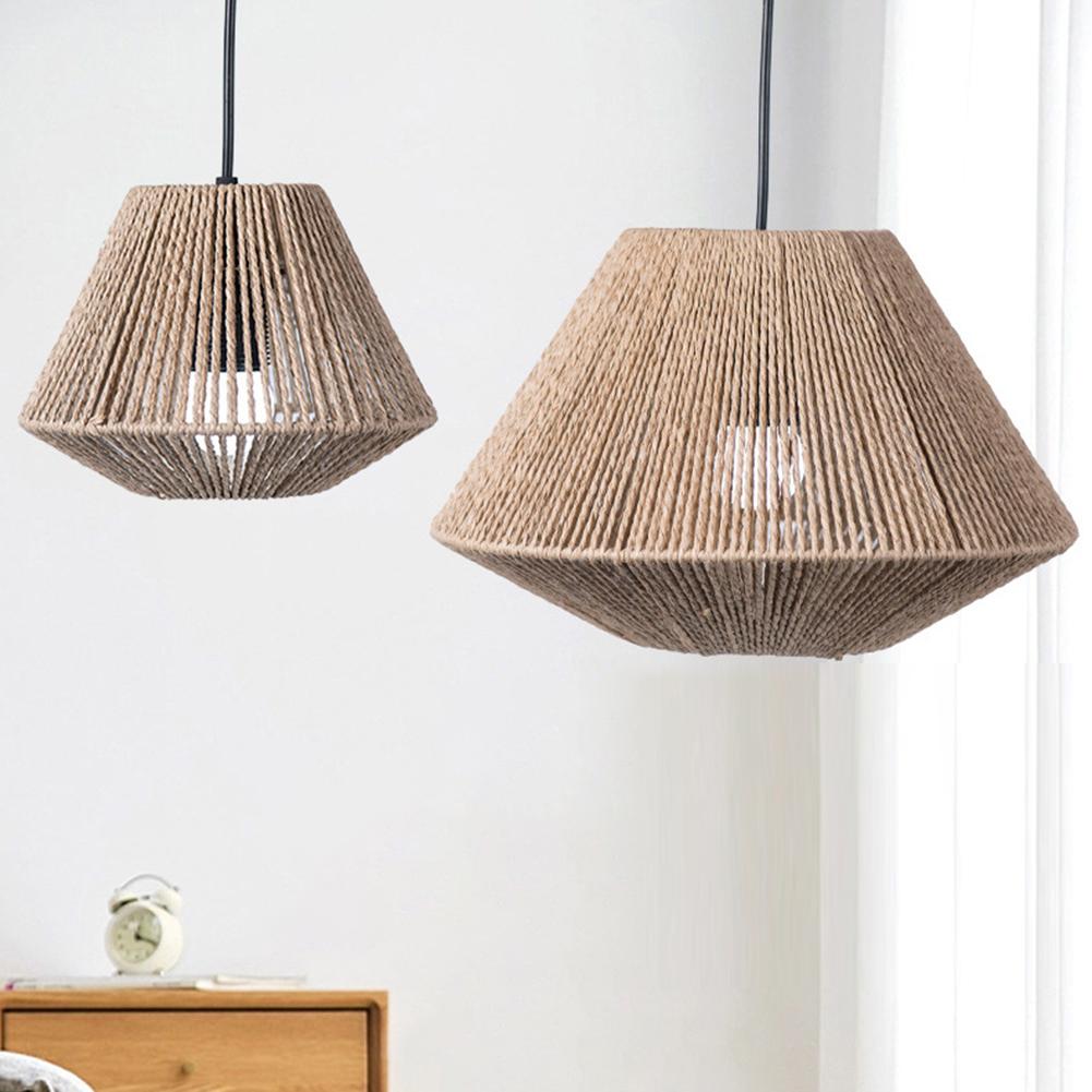 Woven Paper Rope Ceiling Fan Light Bulb Cover Simulation Rattan Pendant Lamp Cover for Floor Light for Bedroom Living Room Decor