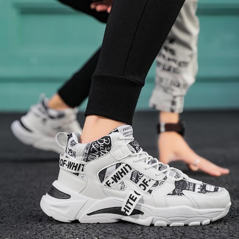 Brand Men Sneakers High Top Platform Lace Up Mesh Breathable Casual Shoes City Walk Running Sports Shoes Zapatillas Hombre Tenis