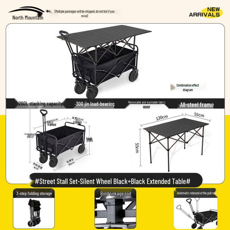 Faltbarer Outdoor-Camping-Handwagen und Picknick-Trolley