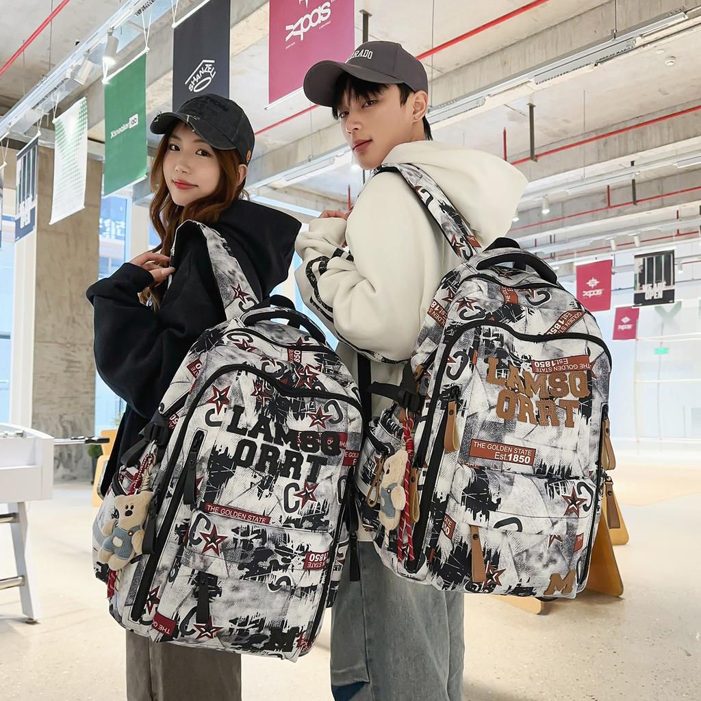 Schoolbag New Printed Backpack Women's Trend Fashion Large Capacity Backpack Junior High School Student Versatile School Bag