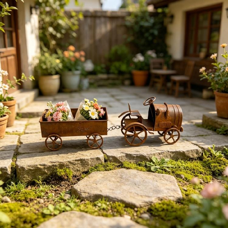 Estilos Antiguos Hechos a Mano Maceta Artística de Tractor Antiguo Con Excelente Drenaje Para Decoración del Hogar y el Jardín Plantar Flores y Hierbas