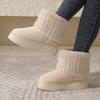 Thick-soled Snow Boots for Women, Winter Sleeve Piled Warm Medium Tube Flanged Fluffy Cotton Shoes