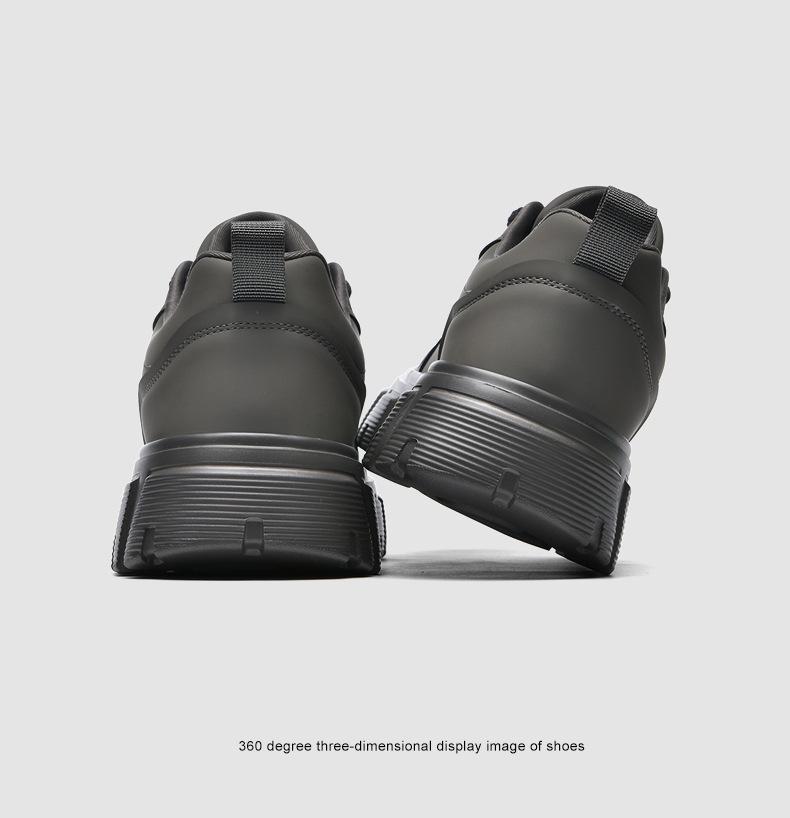 Spring Men's Low-Top Korean Style Leather Sneakers - Trendy, Casual, Comfortable, Thick Sole, Lace-Up Fashion Shoes
