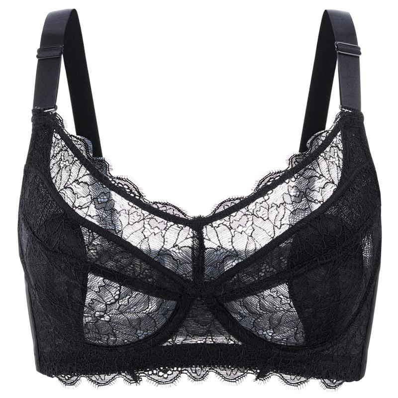 

Женский ультратонкий бюстгальтер большого размера с полным покрытием и цветочной вышивкой, нижнее белье 32, 34, 36, 38, 40, 42, 44, 46, 48 BCDE 48/110B чёрный