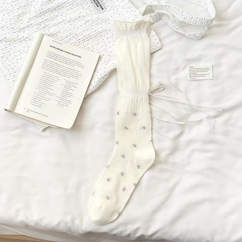 Women's Ballet Style Mesh Floral Ruffle Socks - Spring/Summer Edition