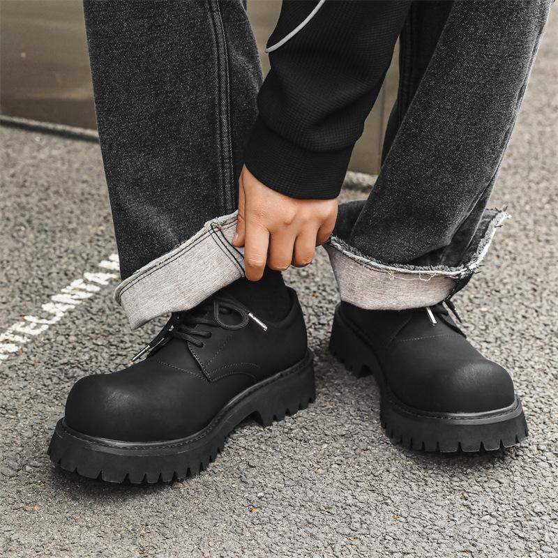 Paris Derby Shoes Men's and Women's High-end Minimalist Wind Carbon Black Big Head Leather Shoes Commuter Casual Loafers 1026-J