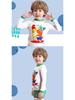 2025 New Cartoon Print Boys' Swimwear: Long-Sleeved, Split Short-Sleeved Swimsuits for Kids