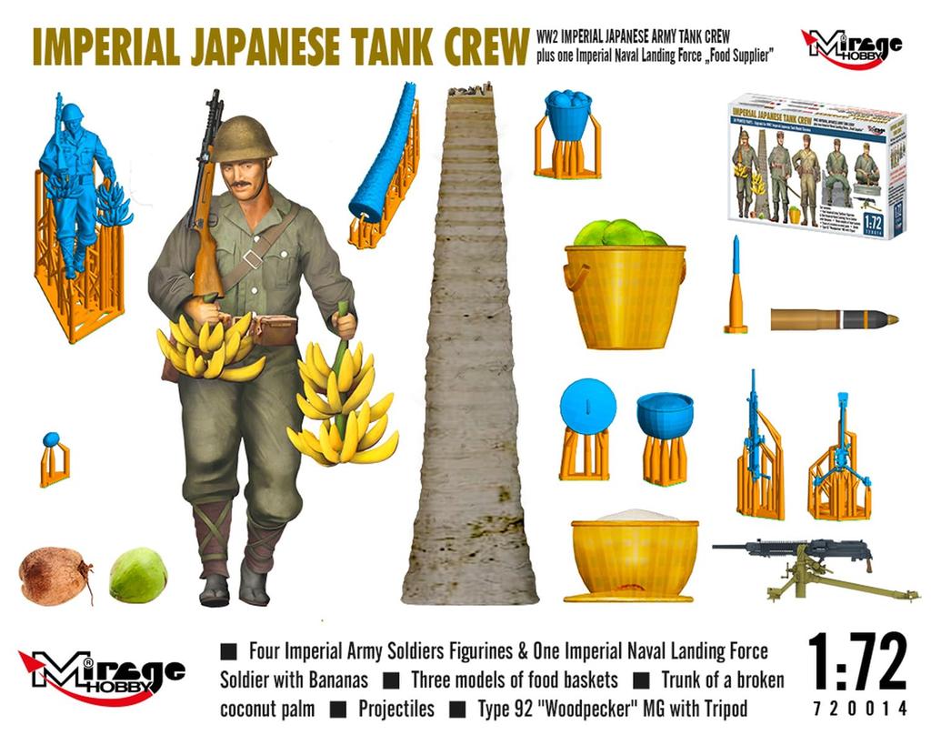 Mirage 1/72 Japanese Tank Crew (5-Piece Set) with Accessories, 3D Printer Kit MR720014