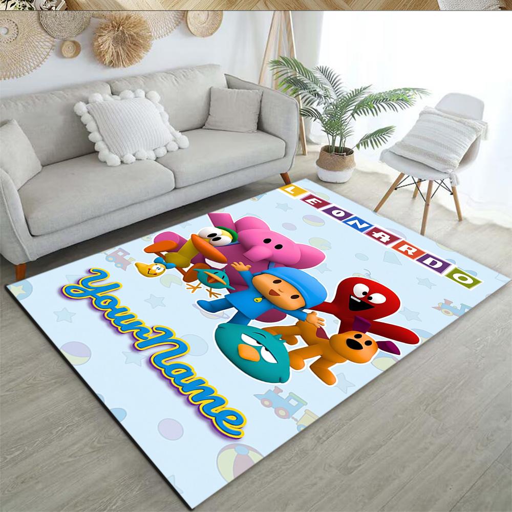 Alfombra Personalizable con Nombre de Pocoyó Adecuada para Exteriores Dormitorio Entrada Pasillo Alfombra Antideslizante Decorar Oficinas Regalo para Festivales