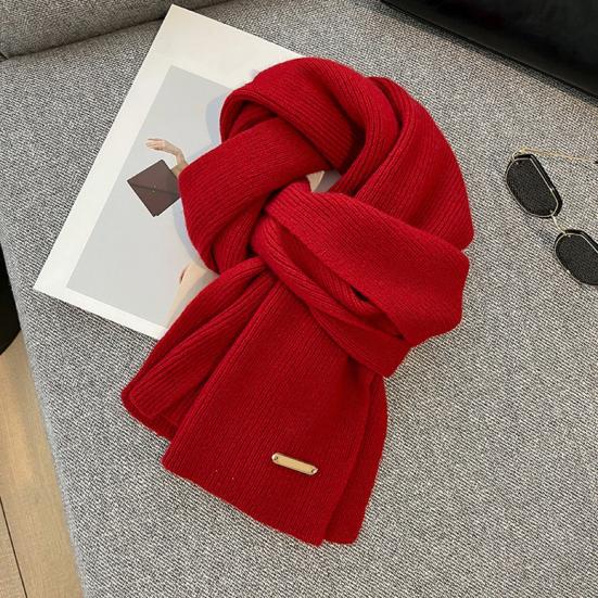 Women Scarf Solid Color Thickened Windproof Warm Versatile Scarf Daily Winter Outdoor Cycling Long Scarf