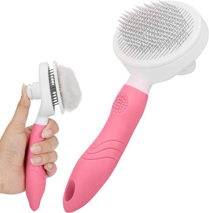 Brosse de Toilettage - SANAG - Autonettoyante - Poils Longs et Courts - Poignée Antidérapante - ABS Durable