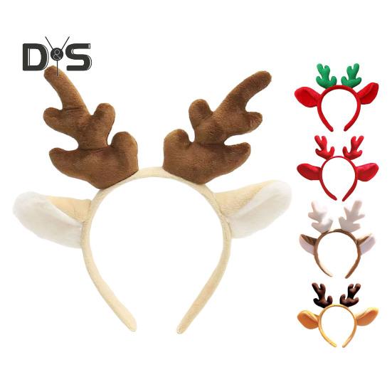 Bentiță de Crăciun de pluș, urechi de coarne de ren, accesoriu universal pentru păr de Crăciun pentru adulți, copii, costum festiv