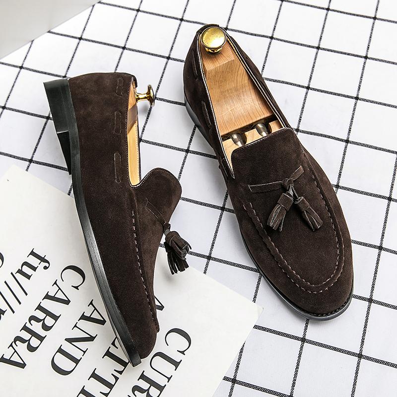 Fashion Fashion Comfortable Driving Shoe All-match Man Antiskid Flats New Men High Quality Loafers Genuine Leather Men Slip On Footwear