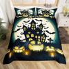 Kids Pumpkin Lantern Duvet Cover Set Twin King Halloween Bedding Set Microfiber Witch Mystery Graveyard Printt Comforter Cover