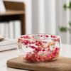 Bol de Sticlă 300ml cu Perete Dublu din Sticlă Borosilicată cu Flori Uscate Bol Decorativ Artistic pentru Supă Desert