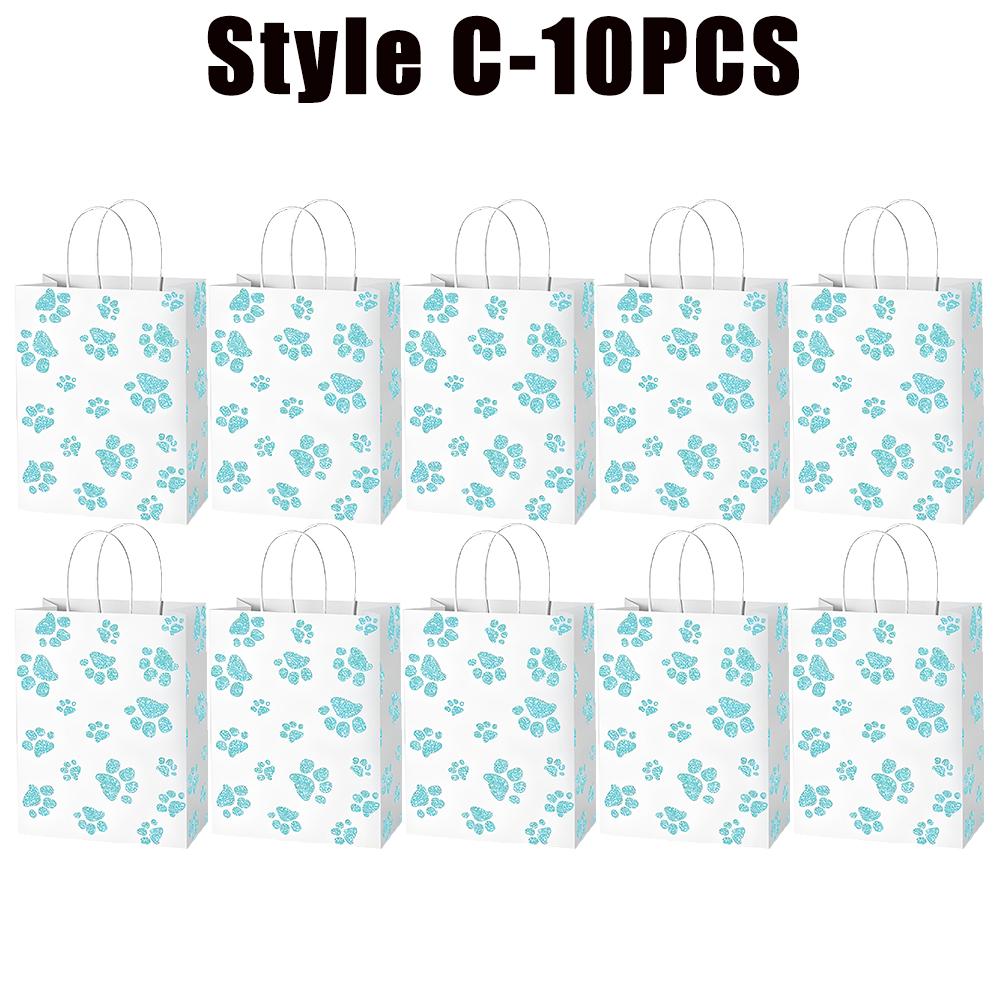 10-60PC Colorful Dog Paw Print Paper Candy Bags Gift Bags with Handles for Cat Pet Theme Birthday Party Decorations Favors Decor