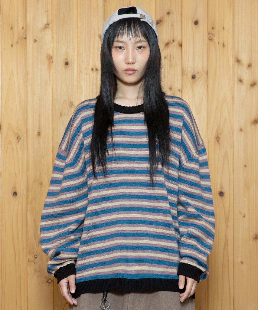 XTONZ Xtk162 Sunset Stripe Pullover Knit (Blue)