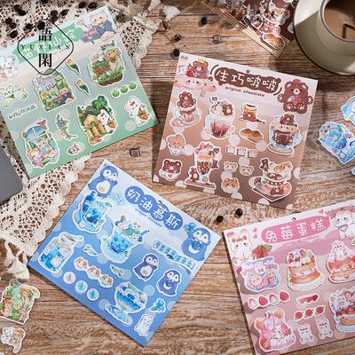 2pcs Kawaii Stationery Stickers Cat Peach Pocket Junk Journal Diary Planner Decorative Mobile Sticker Scrapbooking