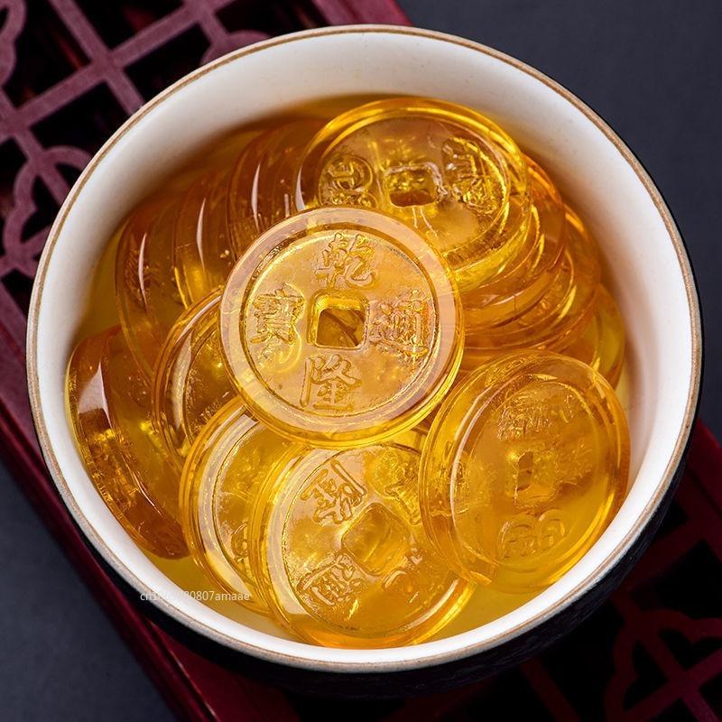 25-35mm Ancient Chinese Glazed Qianlong Tongbao Coins Ornaments Fengshui Lucky Antique Crafts Home Collect Decorations