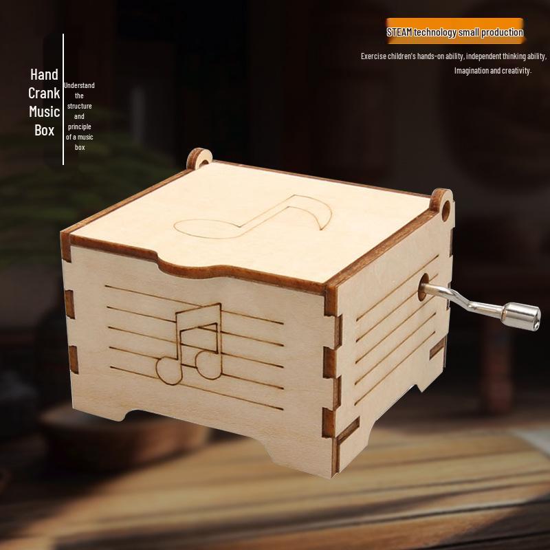 DIY Hand-Crank Music Box Kit for Students: STEM Educational Science Experiment and Teaching Aid